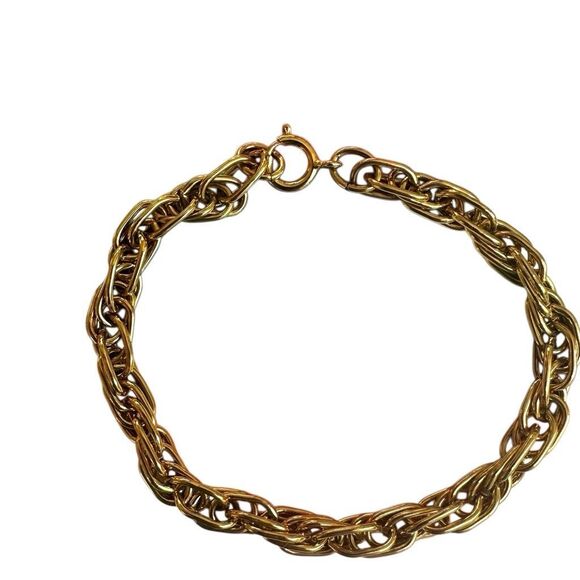 Gold-Tone Woven Link Chain Bracelet - Picture 6 of 6